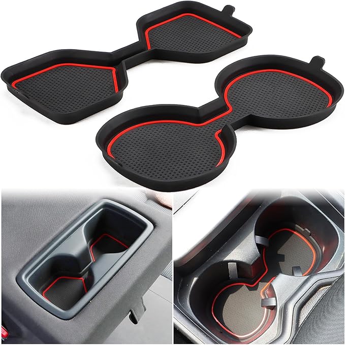 Auovo 3D Cup Holder Inserts for Toyota RAV4 Accessories 2025 2024 2023 2022 2021 2020 2019 Silicone Center Console Cup Holder Coaster Liner Mat Pad Interior Trims (Red, 2pcs kit)