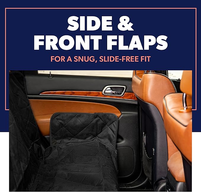 Active Pets Black Car Rear Seat Cover for Dogs, Durable Waterproof & Scratch Resistant Vehicle Backseat Protector, Nonslip Dog Accessory & Pet Protection for Back Seats, Machine Washable