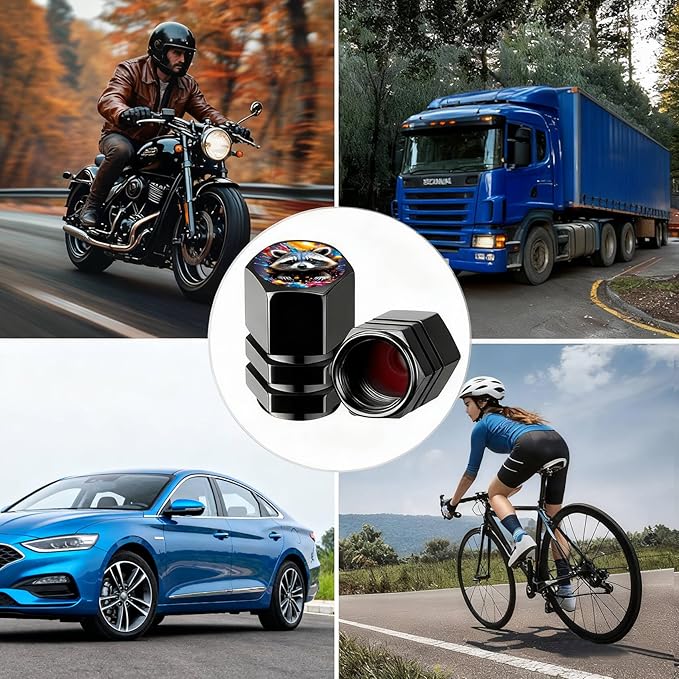 4Pack Tire Valve Stem Caps Glowing Dragon Car Accessories Decor, Tire Air Cap Valve Stem Covers, for Cars Trucks, Bikes, SUV, Motorcycle, Bike More Glowing Dragon Gifts for Men Women