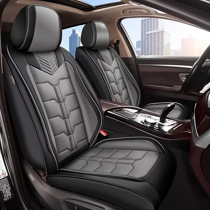 Seat Covers Fit for Chevrolet Chevy Tahoe LT/LS/RST 2011-2024 2025 2026 Full Set Car Seat Cover Faux Leather Seat Cushion Waterproof Auto Protectors(Black & Grey)-2 Rows 5 Seats