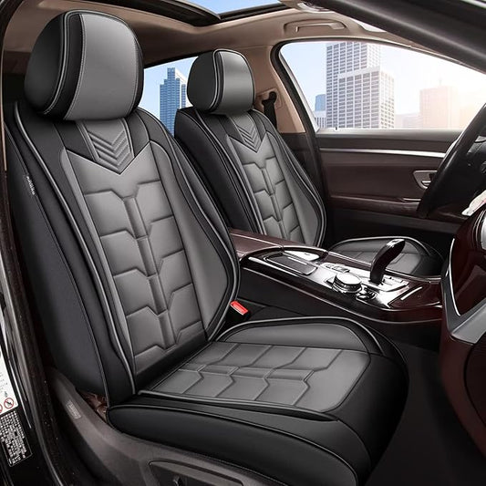 Seat Covers Fit for Chevrolet Chevy Tahoe LT/LS/RST 2011-2024 2025 2026 Full Set Car Seat Cover Faux Leather Seat Cushion Waterproof Auto Protectors(Black & Grey)-2 Rows 5 Seats