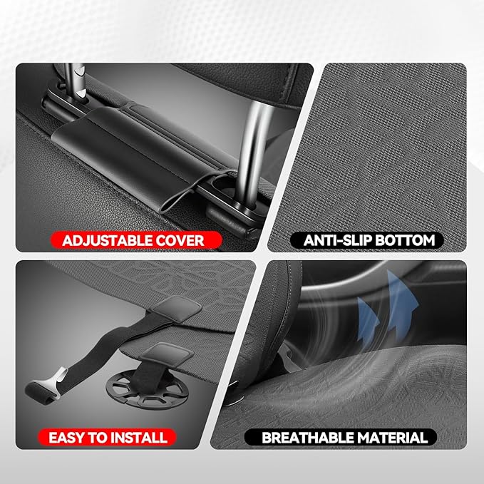Auto Dynasty Car Seat Covers Front Set, Anti-Slip Automotive Interior Covers, Breathable and Comfort Car Seat Protectors, Airbag Compatible, Universal Fit Most Vehicles, Dark Gray (Protex Series)