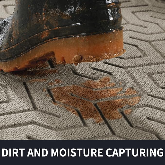 Yimobra Large Door Mat Outside Entrance 47x32, Waterproof Heavy Duty Outdoor Mats for Front Door, Non Slip Rubber Entry Mat for Garage Patio Indoor, Easy Clean, Beige