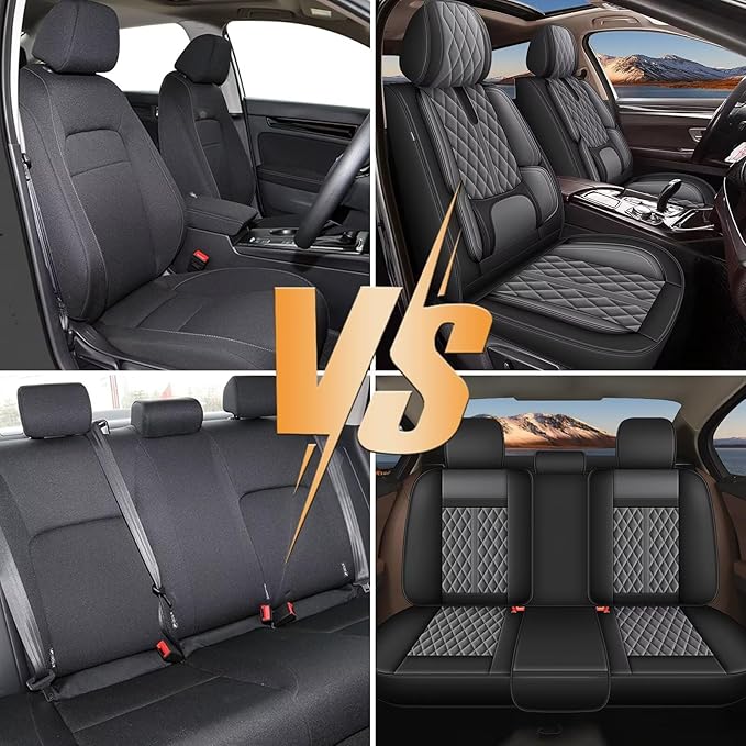 Seat Covers Fit for Chevrolet Chevy Traverse 2018-2023 2024: Full Set Breathable Leather Car Seat Covers - Automotive Interior Seat Cushion Protector (2 Rows 5 Seats, Black & Grey)