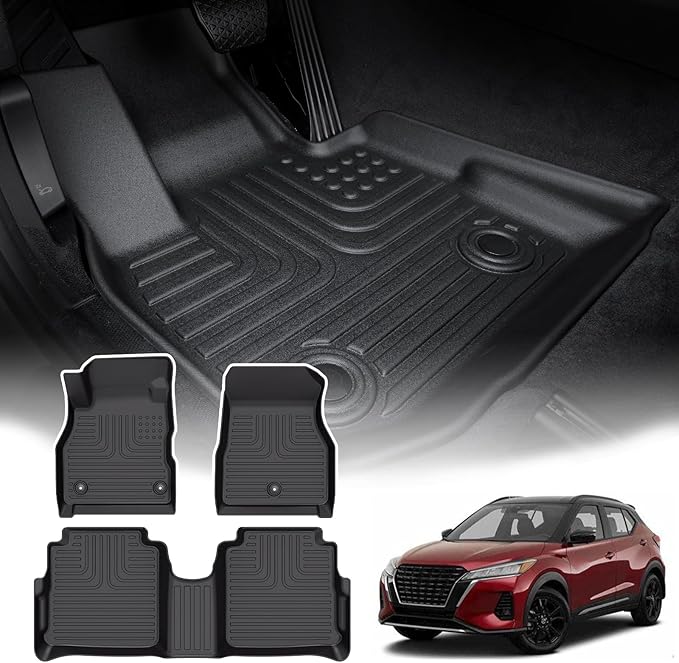 for Nissan Kicks Floor Mats 2024 2023 2022 2021 2020 2019 2018,Car Mats for Nissan Kicks All Weather Floor Mats 1st & 2nd Row Floor Liner Custom Fit Kicks Accessories 2018-2024