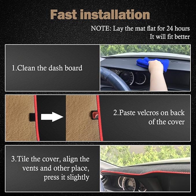KEYOOG Dashboard Cover Dash Mat Fit for Toyota Corolla 2024-2020 (Without HUD Models)(2019 SE XSE Hatchback) Car Dash Board Mat Anti-Glare Carpet,Non-Slip Pad Sunshield Protector (Red Border Banding)