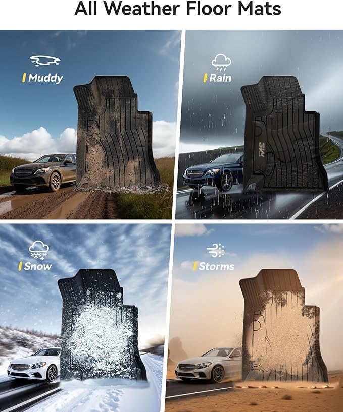 3W Floor Mats Compatible for Benz C-Class 2015-2021 (for Sedan Only) TPE All Weather Custom Fit Floor Liner for Benz C-Class C300/C350e/C43 AMG/C63 AMG/C63 AMG S Car Mats