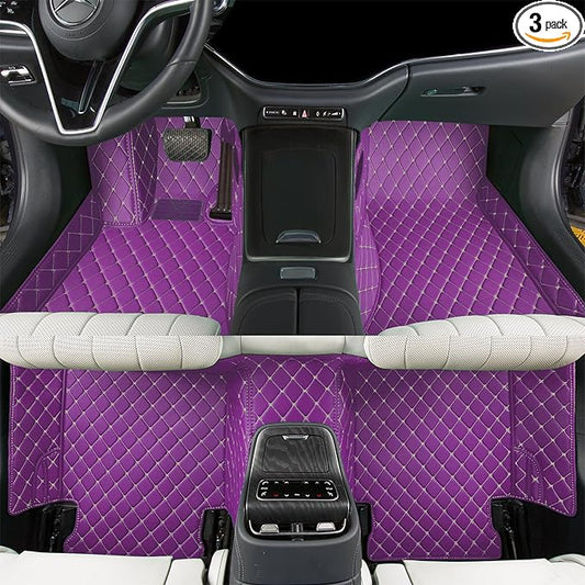 Luxury car Floor mats are for 99% of Vehicle Models,All Weather car Floor mats Provide Comprehensive Protection for Vehicles,Floor mats for car Personalized Customization! (Purple Rice)