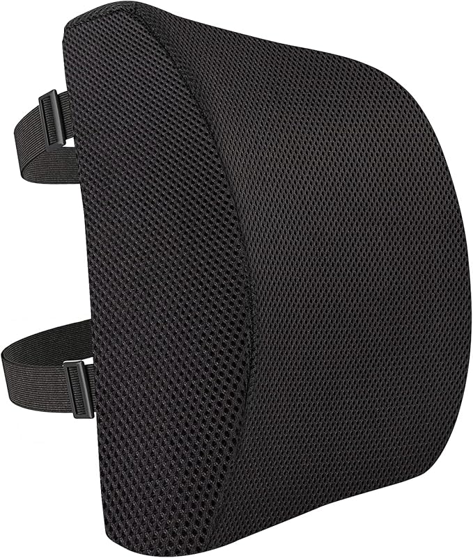 Amazon Basics Rectangular Comfortable Back Support Cushion for Office Chairs, Memory Foam, Black