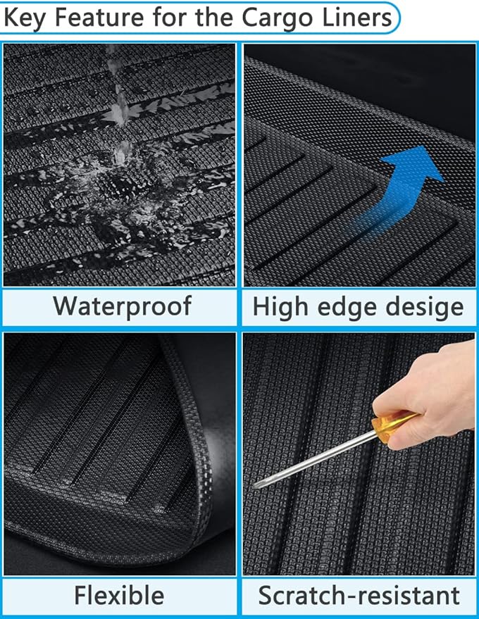 All Weather Rear Cargo Liners Trunk Tray Mats Protector Custom Compatible with 2013 2014 2015 2016 2017 Honda Accord, 3D Waterproof Durable Odorless Flexible Black TPO Accessories