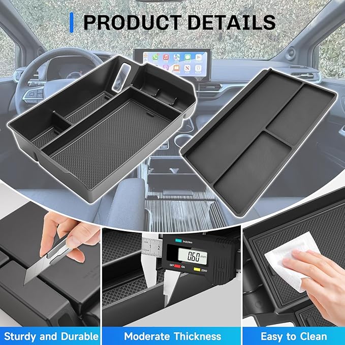 SXCY 2PCS for 2025 Toyota Sienna Center Console Organizer+Console Storage Mat [Not for Console w/Cool Box] for 2021-2025 Toyota Sienna Accessories 2021-2025 Sienna Armrest Console Organizer