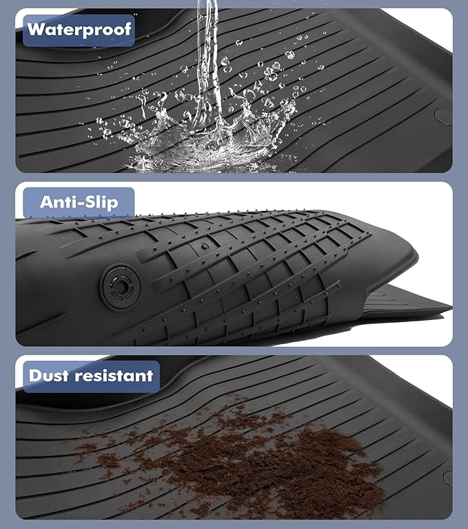 PM Auto Set of 3 Floor All-Weather TPE Floor Mats Liner Carpet for 2017-2023 Tesla Model 3 Except Highland, Essential Tesla Accessories for Model 3