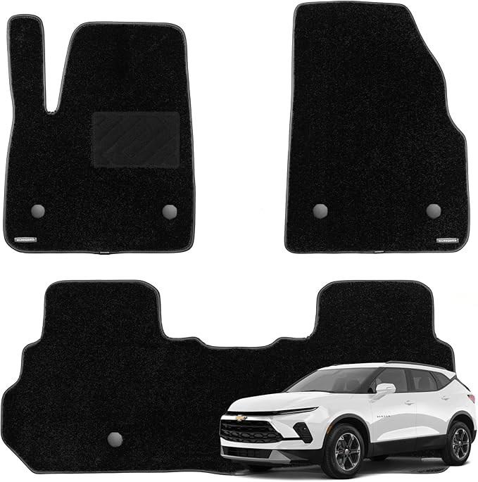 WENNEBIRD Superior Carpet Floor Mats for 2019-2025 Chevrolet Blazer (Excludes EV), 0.6-Inch Ultra-Thick, Noise-Reducing, All-Weather Waterproof Anti-Slip – 3-Pc Set