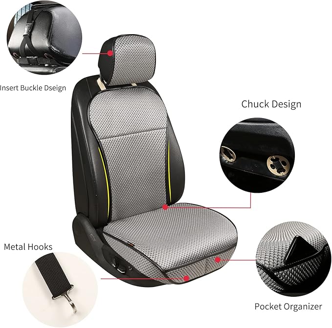 Auto Newer Luxury Breathable Car Seat Cover Fit Four Seasons, Universal Front of Car Seat Cushions, Bottom Seat Covers of Full Wrapped Edge,Universal Fit for 95% Cars,SUV,Pickup,Van(Grey，1PCS)