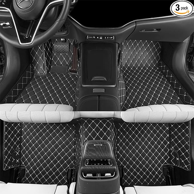 Luxury car Floor mats are for 99% of Vehicle Models,All Weather car Floor mats Provide Comprehensive Protection for Vehicles,Floor mats for car Personalized Customization! (Black White)