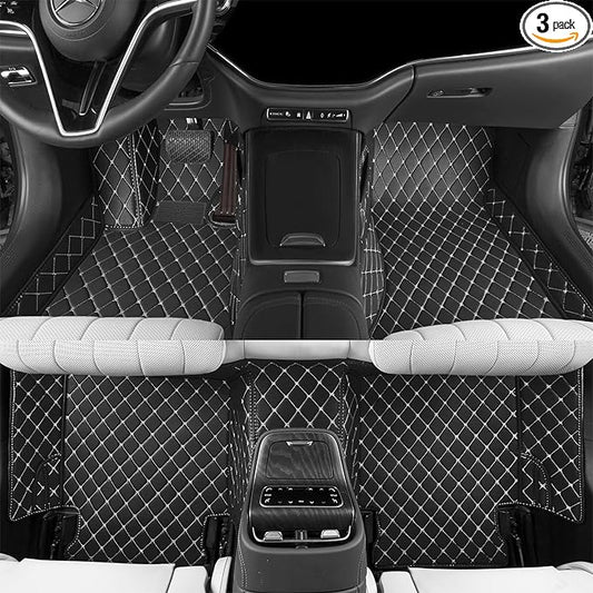 Luxury car Floor mats are for 99% of Vehicle Models,All Weather car Floor mats Provide Comprehensive Protection for Vehicles,Floor mats for car Personalized Customization! (Black White)