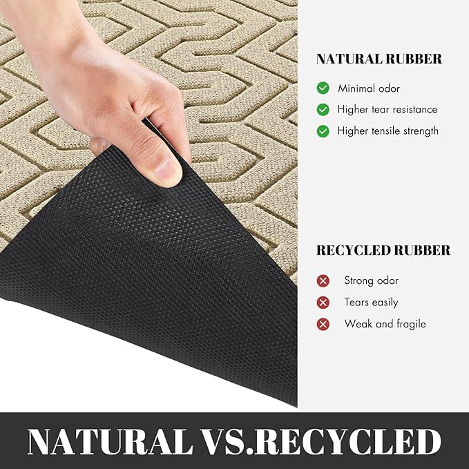 Yimobra Large Door Mat Outside Entrance 47x24, Waterproof Heavy Duty Outdoor Mats for Front Door, Non Slip Rubber Entry Mat for Garage Patio Indoor, Easy Clean, Light Beige