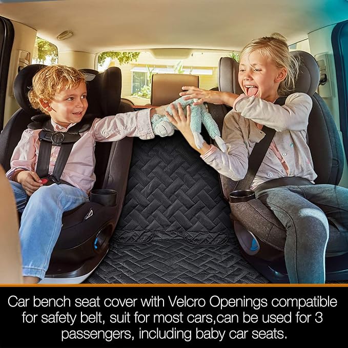 iBuddy Bench Dog Seat Cover, Oxford Cloth Vehicle Seat Cover for Car/SUV/Small Truck, Universal Fit, Black, Waterproof, Heavy Duty, Nonslip, Machine Washable