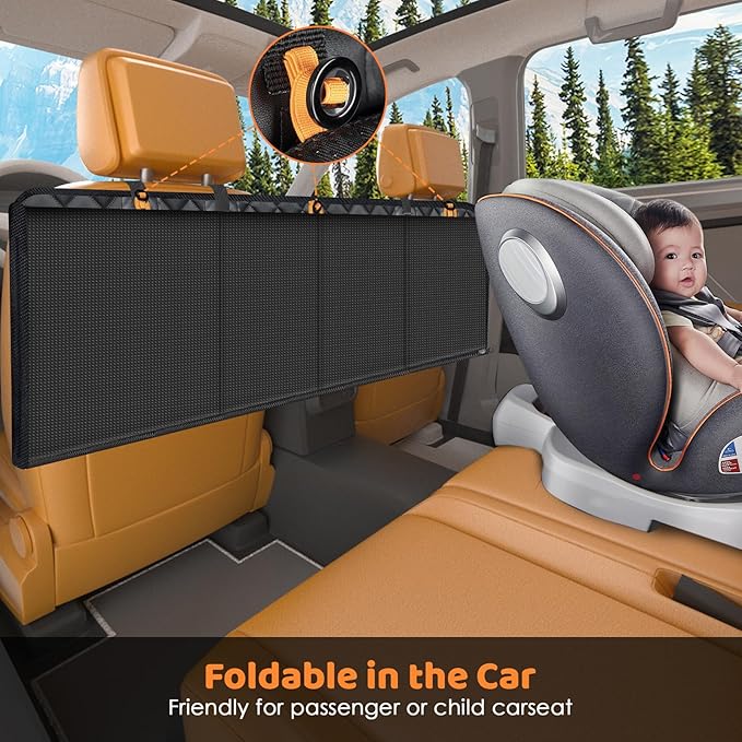 URPOWER Backseat Extender for Dogs - Hard Bottom Dog Car Seat Cover for Back Seat, Foldable Dog Hammock for Car, SUV, and Truck, Pet Rear Seat Protector Dogs Travel Bed with Mesh Window & Side Flaps