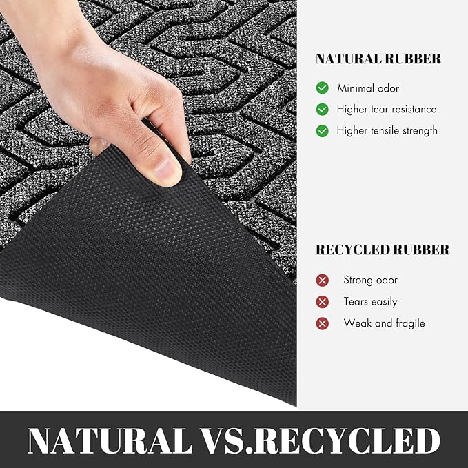 Yimobra Large Door Mat Outside Entrance 47x24, Waterproof Heavy Duty Outdoor Mats for Front Door, Non Slip Rubber Entry Mat for Garage Patio Indoor, Easy Clean, Mix Grey