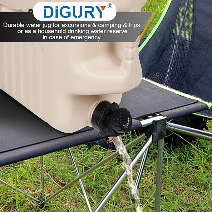 5 Gallon Water Jug, Camping Water Container BPA Free Water Storage with Spigot No Leakage Portable Emergency Water Tank for Outdoor Hiking Camping Picnic Supplies Beige