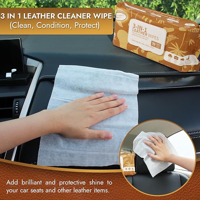 Air Jungles Car Interior Cleaning Wipes Set 210 Count, XL 8" x 10" Wipe for Car Leather Seat, Windshield Window Mirror Cleaning, Steering Wheel & Vinyl Cleaning, Multi-Purpose Wipes