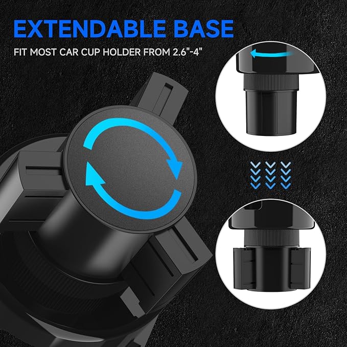 DYLEN Car Cup Holder Expander, 2 in 1 Cup Holder Adapter Extender for Car with Expandable Insert, Fits Yeti, Hydroflask and Other Large Water Bottles & Mugs in 2.2"-4.6" (10-46oz)