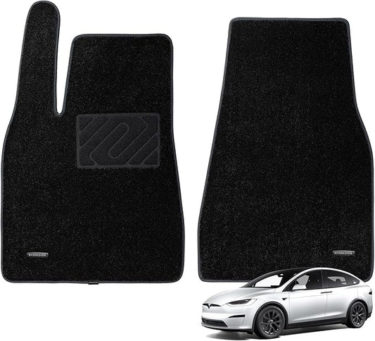 WENNEBIRD Superior Carpet Front Row Floor Mats for 2021-2025 Tesla Model X, 0.6-Inch Ultra-Thick, Noise-Reducing, All-Weather Waterproof Anti-Slip – 2-Pc Set