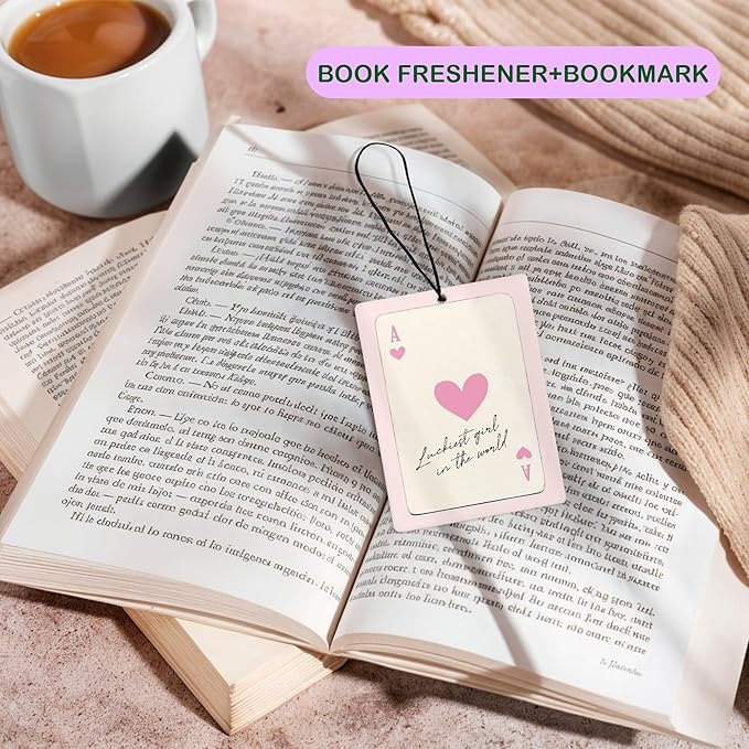 Cute Pink Air Freshener for Car, Coquette Pink Bow Disco Ball Ace Card Lucky Girl Air Freshener Hanging 3 Pcs for Cars Closet Drawer or Books, Girly Preppy Car Mirror Decor for Women