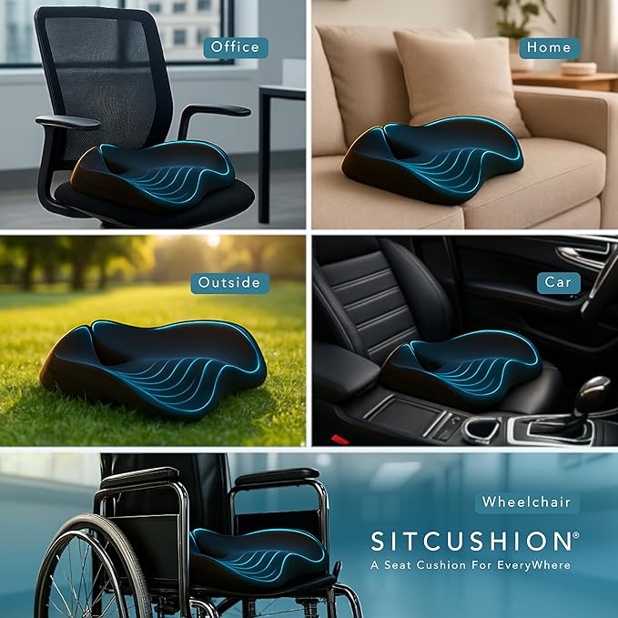 X Large Seat Cushions for Office Chairs, Car & Truck. Gaming Chair Seat Cushion and Sciatica Pain Relief Pillow for Back Pain. Orthopedic Coccyx Cushion for Tailbone Pain Relief (Original Black)