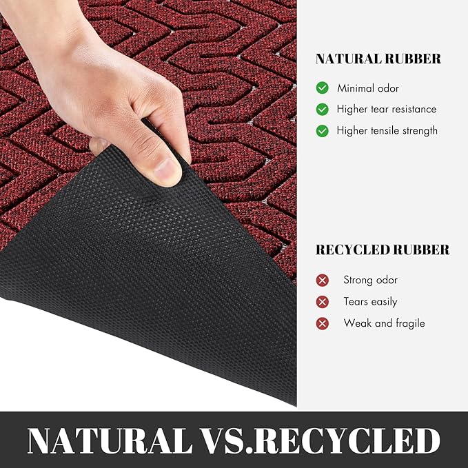 Yimobra 72x24 Indoor Outdoor Runner Rug, Heavy-Duty Entrance Mat for High Traffic Areas, Commercial Grade Welcome Door Mat, Easy Clean Black Red