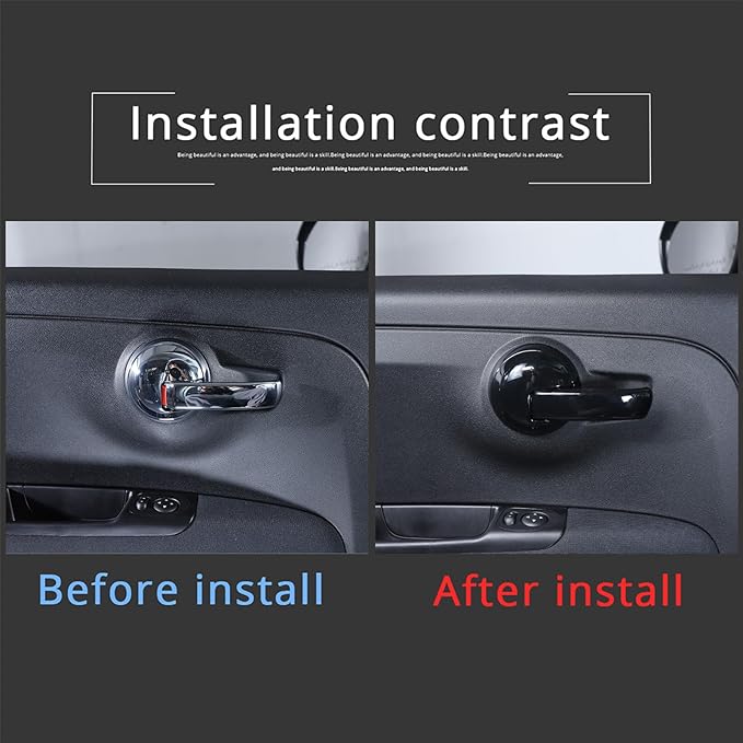 4PCS Inner Door Handles Cover Trim Compatible with Fiat 500/500 Abarth 2010-2024 Car Inner Door Handles Cover Protector Trim ABS Interior Decorative Cover Trim Sticker (Glossy Black)