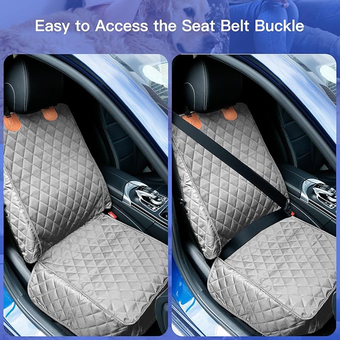 PETICON Front Seat Cover 2 Pack, Full Protection Dog Car Seat Cover with Side Flaps, Nonslip Scratchproof Captain Chair Seat Cover Fits for Cars, Trucks, SUVs, Jeep (Gray)