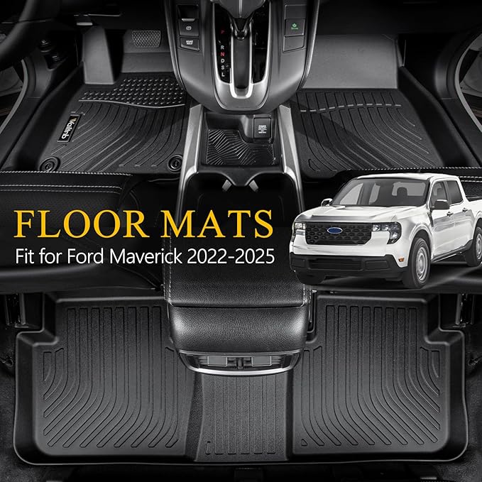 Wailtnb-All Weather Floor Mats for Ford Maverick 2025 2024 2023 2022 (Gasoline Models Only) Liners Custom Fit Ford Maverick 2025 2024 2023 2022 Waterproof Durable Easy to Clean Accessories