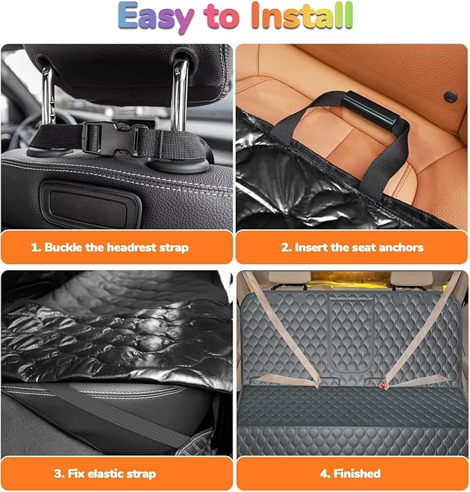 URPOWER Dog Car Seat Cover for Back Seat - Waterproof Dog Bench Cover Fits Middle Armrest for Full Size SUVs & Trucks, Nonslip Backseat Protector for Pets and Kids