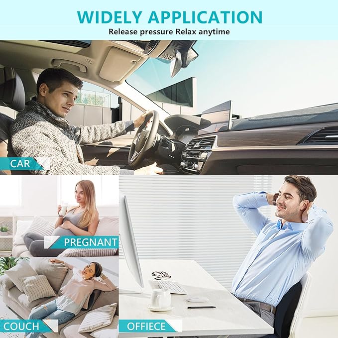 FLORICH Lumbar Support with Car headrest Back Pillow for Chair Headrest Pillow with Gel Memory Foam Massage Point Memory Foam Back Pillow for Office Chair(Light Black)