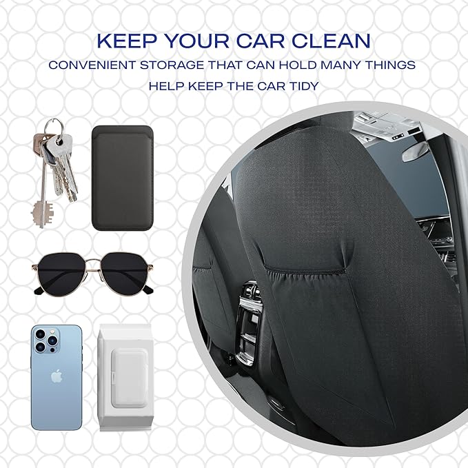 Skechers Memory Foam Car Seat Covers,Thick Cool Touch Fabric Seat Covers Front Seat Covers Airbag Compatible,Automotive Comfort Protection for Most Cars,Vans,Trucks,SUV,Black