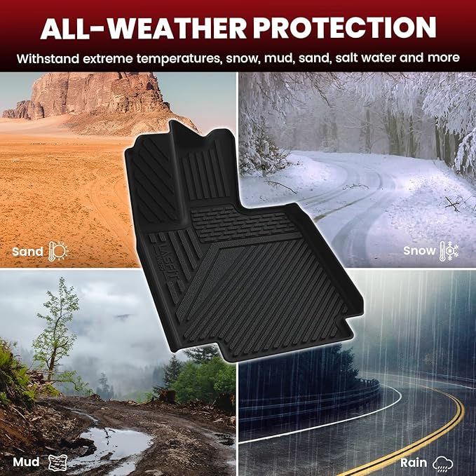 LASFIT Premium Extra Thick Floor Mats & Bed Mat for Tesla Cybertruck 2025/2024/2023 Custom Fit TPE All Weather 1st & 2nd Row Car Accessories Full Set Front Rear Cargo Trunk Liners, 6PCS Black