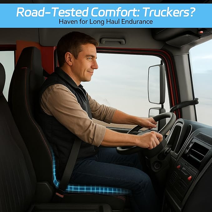 Trucker seat Cushions for Long Sitting, semi Truck seat Cushion with Lumbar Support, Truck seat Cushion for Back Pain and Supporting The HIPS, Trucker Essentials