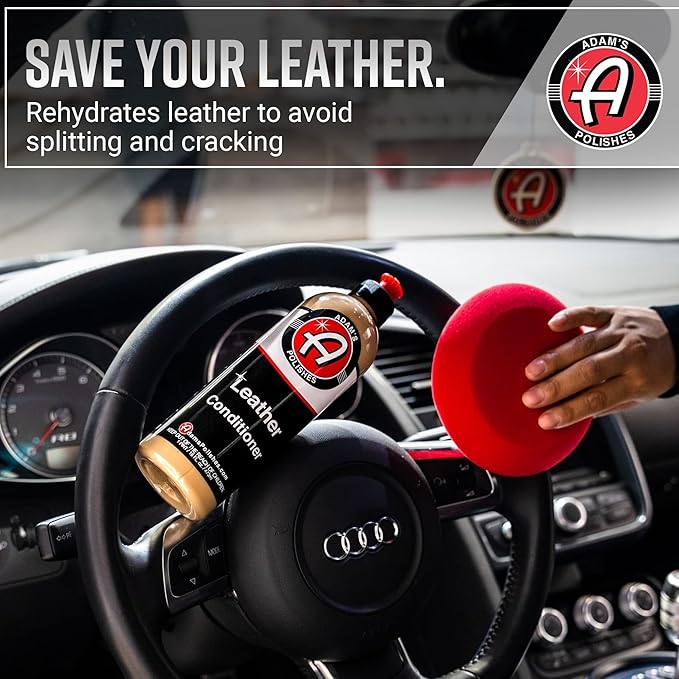Adam's Polishes Leather Care Kit - Leather Cleaner & Conditioner Car Cleaning Supplies | UV Protection for Interior Accessories Steering Wheel Seat Dash Vinyl Shoe Polish Jacket