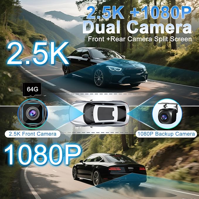 [11" Fully Laminated 60fps Touchscreen] -Accfly Wireless car Play Screen for Apple carplay &Android Auto, OTA Updates -HD Front Dashcam & Backup Camera, Car Stereo Radio/GPS Navigation/BT Audio