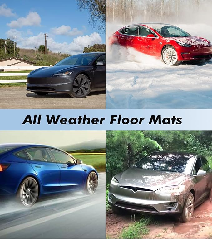 PM Auto Set of 3 Floor All-Weather TPE Floor Mats Liner Carpet for 2017-2023 Tesla Model 3 Except Highland, Essential Tesla Accessories for Model 3