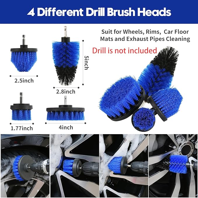 29Pcs Car Detailing Kit, Car Detailing Brush Set, Car Wash Cleaning Kit, Car Detailing Brushes, Professional Car Care Kit for Interior Exterior Wheels, Blue