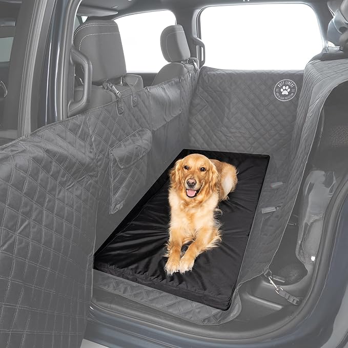 Ruff Liners Truck Back Seat Dog Bed Cushion, Extra Large Black – As Seen on Shark Tank – for Large Seat Extender & XL Floor Cover – Waterproof, Machine-Washable – Backseat Dog Bed with Rebound Foam
