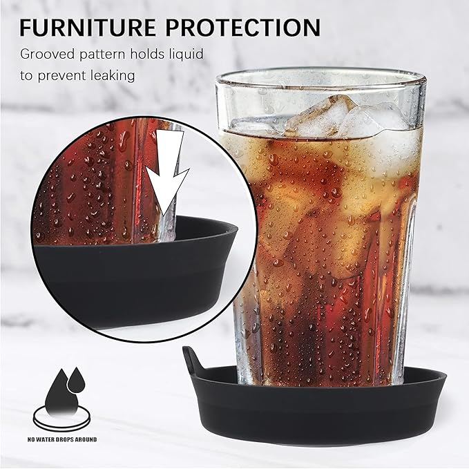 Amooca Car Cup Coaster Universal Automotive Waterproof Non-Slip Cup Holders Sift-Proof Spill Holder Car Interior Accessories 4 Pack Black Flower