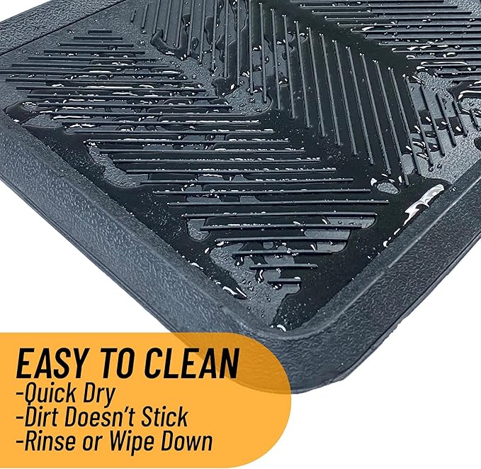 Ottomanson Heavy Duty Rubber Floor Mat – Non-Slip, Waterproof, Easy to Clean – Boot Tray Utility Mat for Shoes, Boots, Entryway, or Pet Feeding Area – Durable, Hose Washable – 16" x 32", Black
