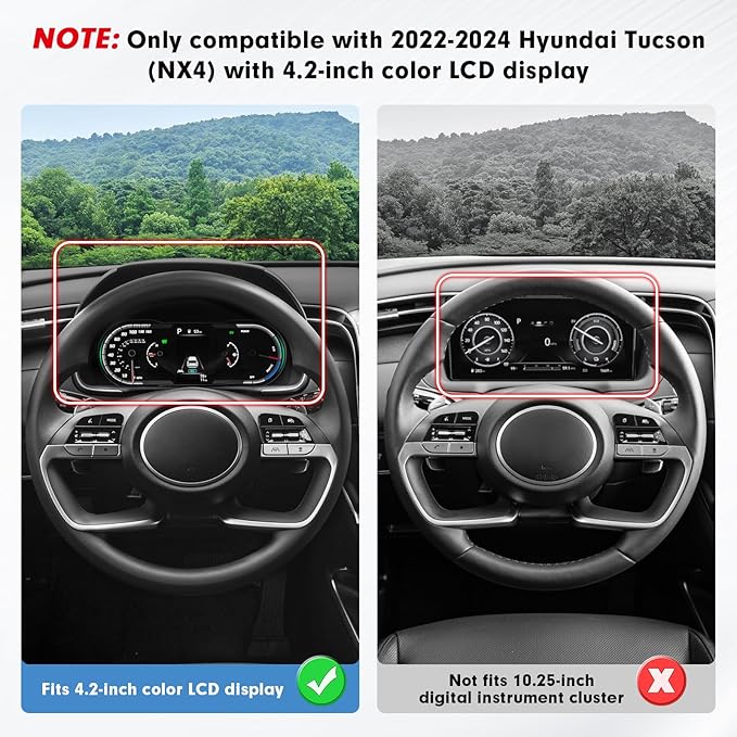 KUST Car Dash Cover for Hyundai Tucson 2022-2024 (ONLY FITS 4.2-inch Digital Instrument Cluster) (Not fits 10.25-inch Digital Instrument Cluster) Polyester Dashboard Cover Non-Slip Dash Mat Black