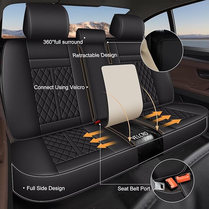 Seat Covers Fit for Chevrolet Chevy Trailblazer 2021-2024: Full Set Breathable Leather Car Seat Covers - Automotive Interior Seat Cushion Protector (2 Rows 5 Seats, Black)