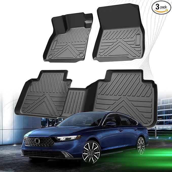 TPE All-Weather Floor Mats for Honda Accord 2023 2024 2025 2026 | Custom Fit Heavy Duty Truck Floor Liners | Front & Rear Row Protection | Durable, Odorless, Easy to Clean (3-Piece Set, Black)