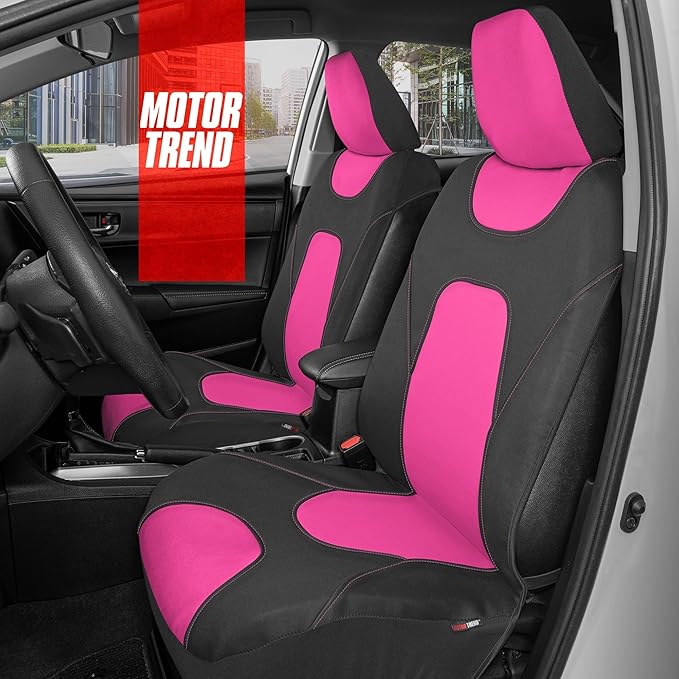 Motor Trend AquaShield Waterproof Front Seat Covers, Pink Seat Covers for Cars – Neoprene Front Car Seats Cover, SUV Seat Covers Protector - Car Interior Cover for Auto, Trucks, & Dog Owners